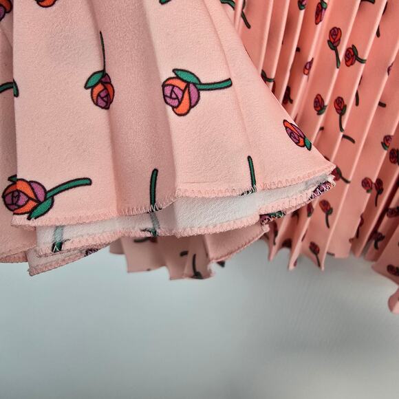Prada 2017 Pink Pleated CDC Rose Print Midi Skirt Size 40 NWT - Picture 9 of 11